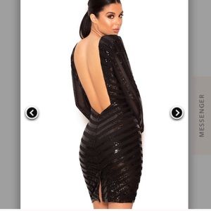 House of CB Black Sequin Backless Mini Dress